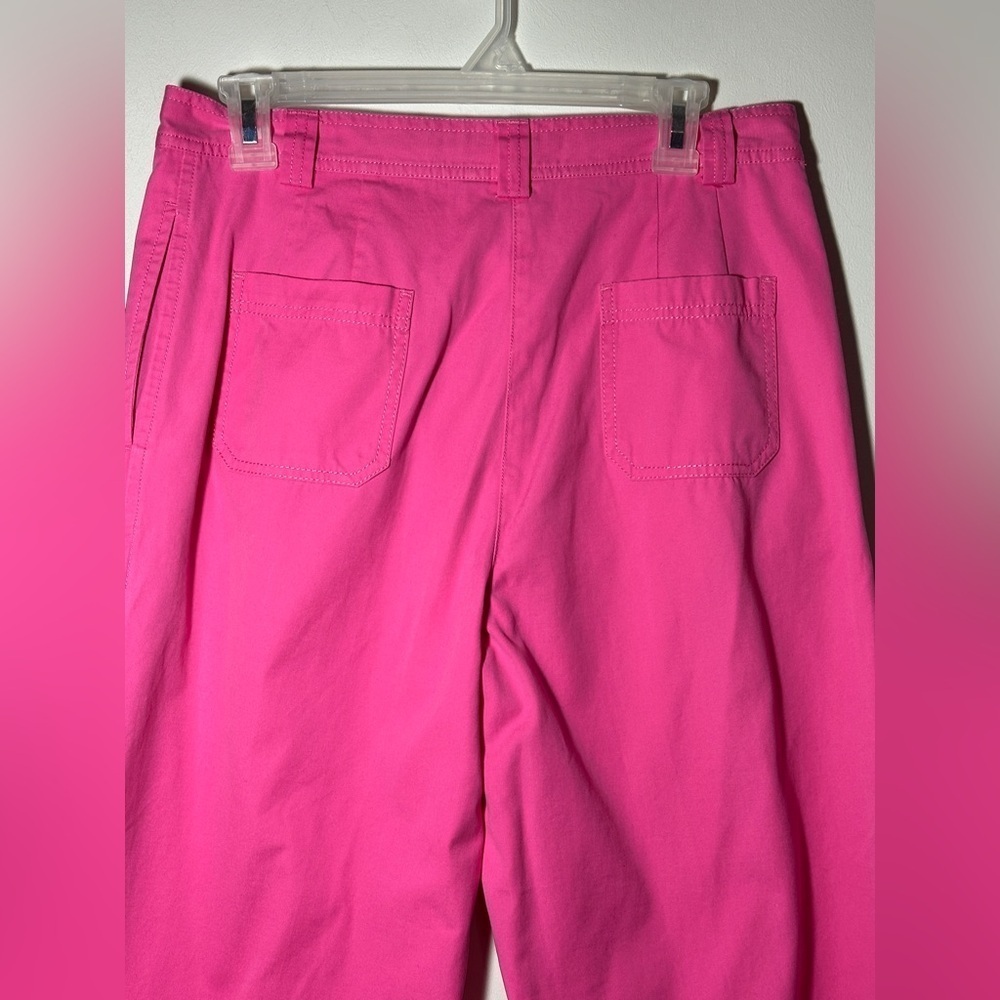 Pendleton Cotton Wide Leg Vibrant Pink Ankle Pants Size 12 Spring Office - Picture 5 of 8